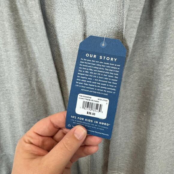 Life is Good Women's Heather Gray Beyond Hip Hooded Lounge Cardigan Size Small - Picture 4 of 10